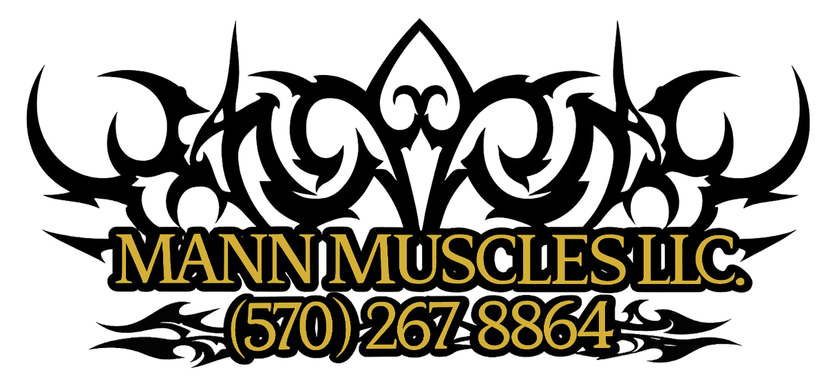 Mann Muscles LLC logo and phone number